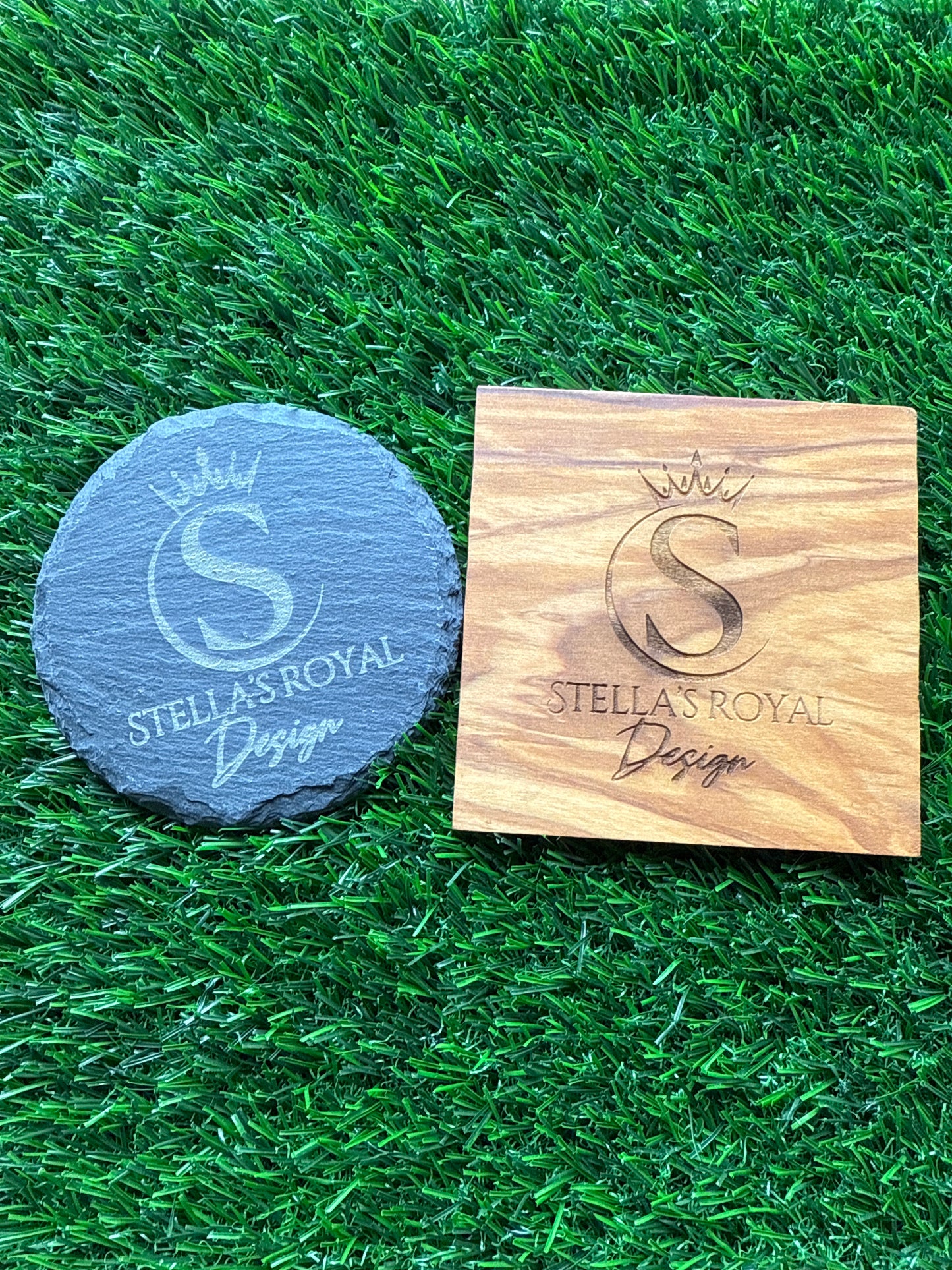 Wood Stone Coasters Personalized