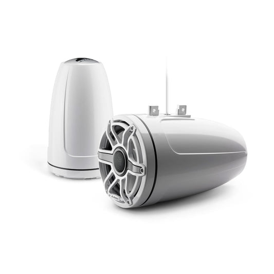 JL Audio M6 8.8 inch Enclosed Marine Tower Speakers with Gloss White Sport Grilles