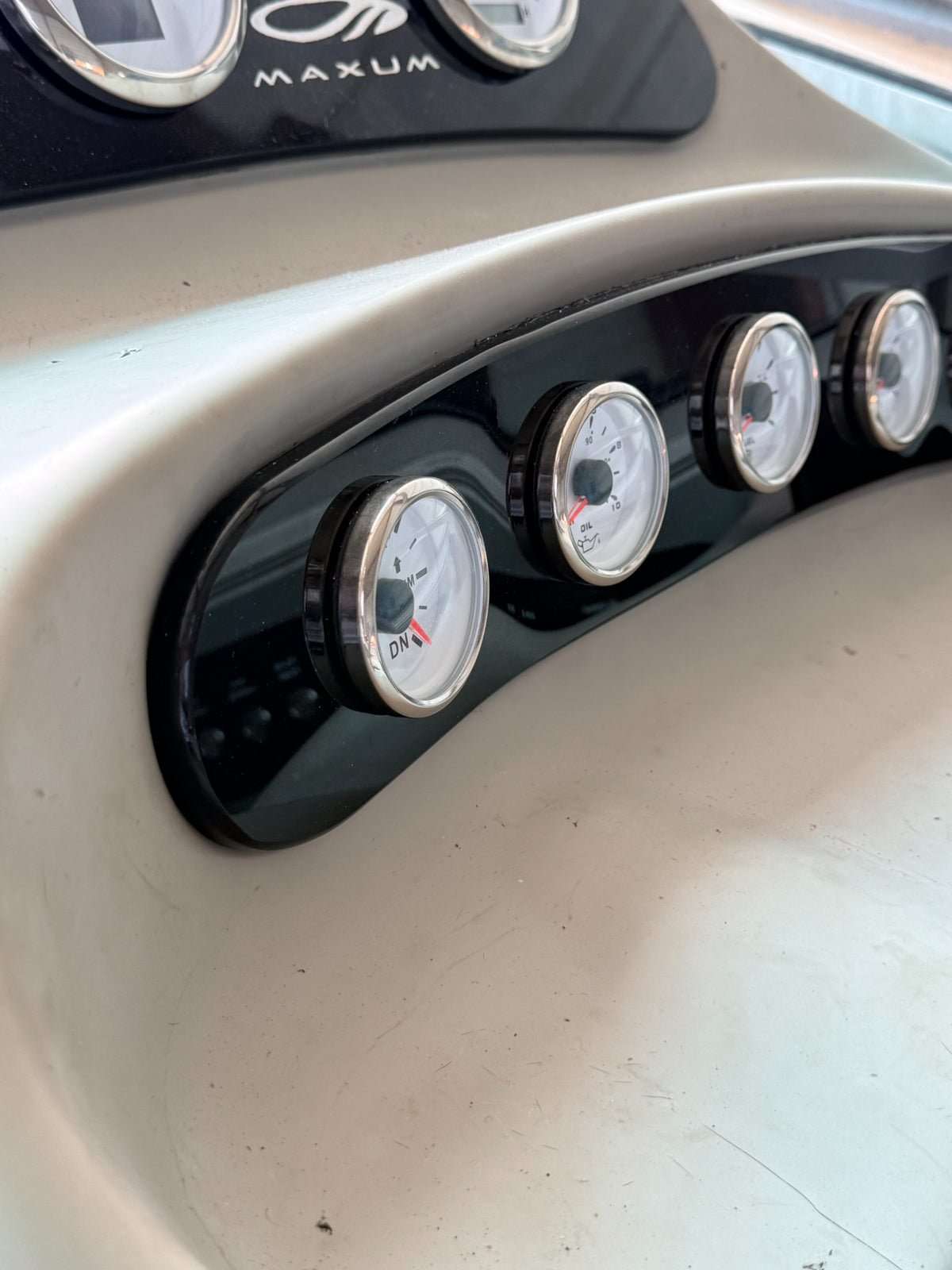 Custom black acrylic marine gauge backing panel
