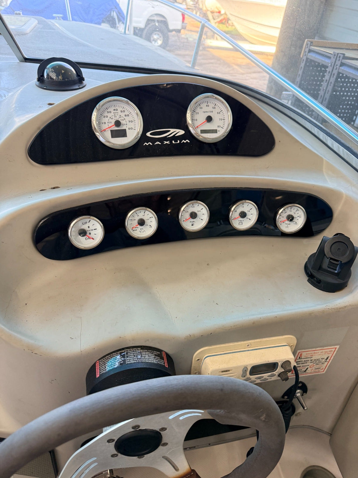 Maxum custom glossy black acrylic gauge panels