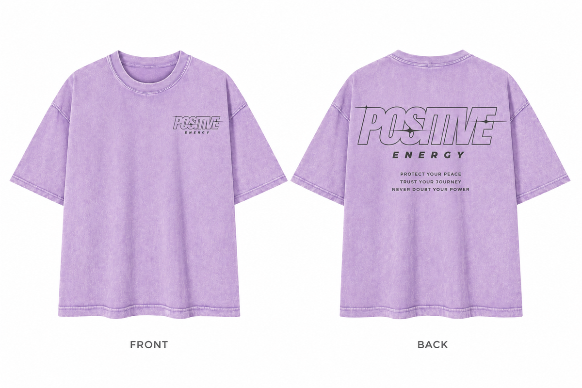 Positive Energy RT0076 in Purple — printed front and back mockup