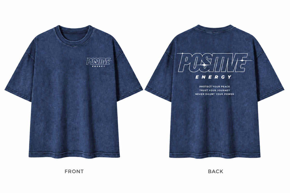 Positive Energy RT0076 in Royal Blue — printed front and back mockup
