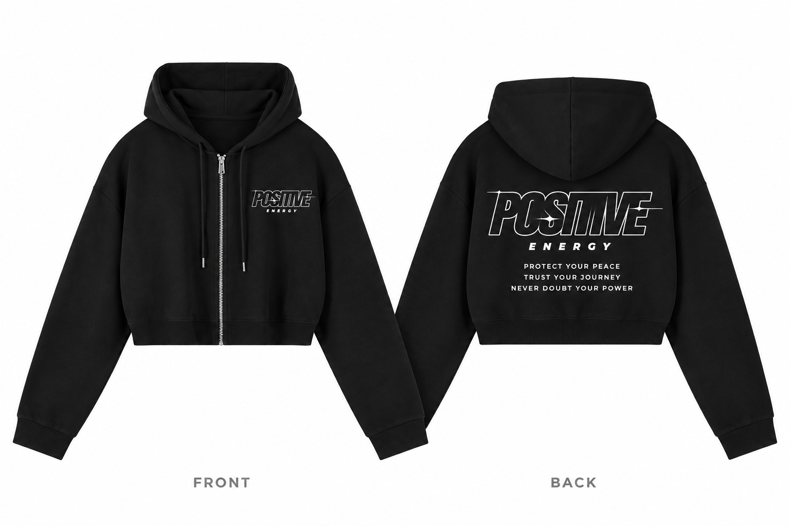 Women's Positive Energy Cropped Zip-Up Hoodie – Stella's Royal Design
