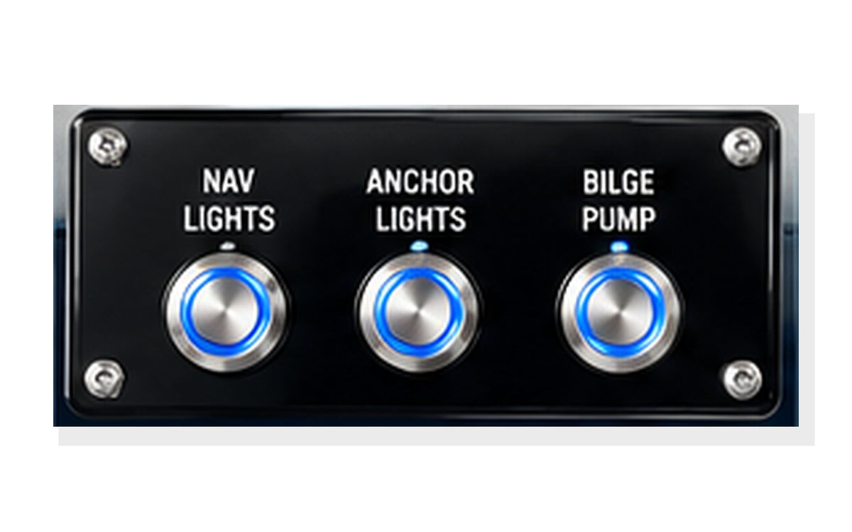 3-button 19mm marine push button panel with engraved circuit labels
