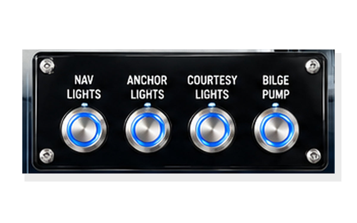 4-button 19mm marine push button panel with engraved circuit labels