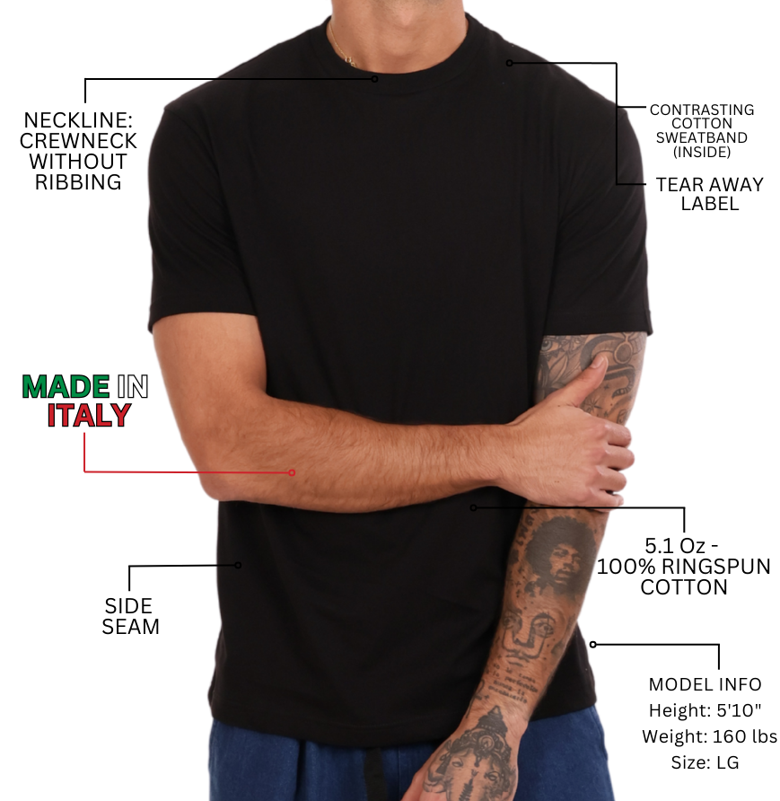 Stella's Royal Design Premium Italian Regular Fit black shirt - 5.1 oz 100% ringspun cotton