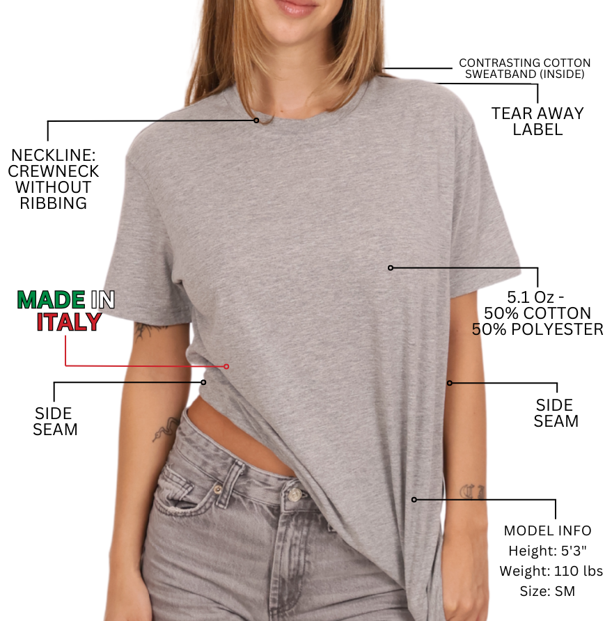 Stella's Royal Design Premium Italian Regular Fit grey shirt - 5.1 oz 50% cotton 50% polyester
