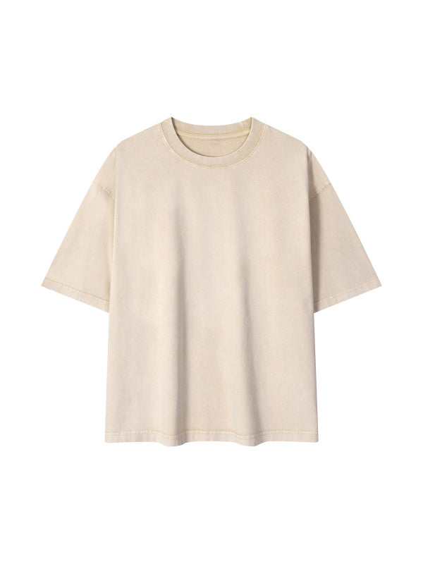 Mineral Wash Boxy T-Shirt in Light Apricot — front view; your artwork is added for your order