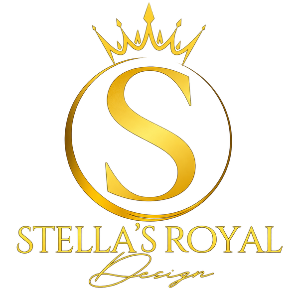 Stella's Royal Design gold crown logo