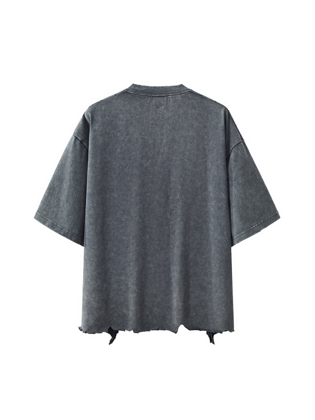 Back view of the blank Snow Wash Raw-Hem Boxy T-shirt; your artwork is added for your order