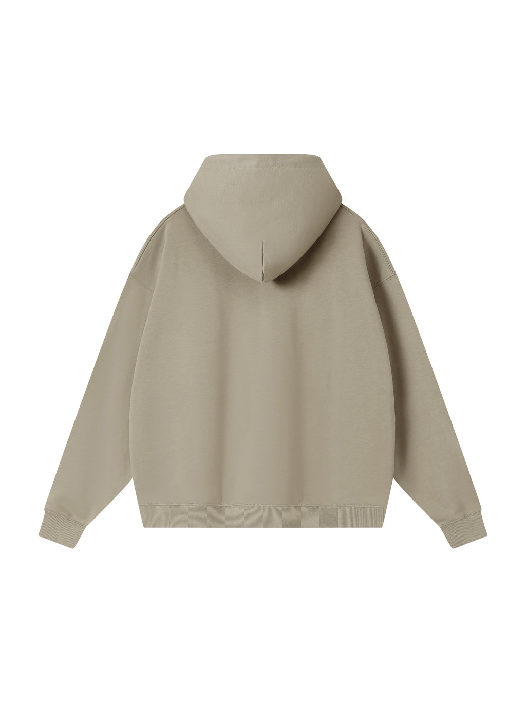 Back view of the blank Essential Heavyweight Drop-Shoulder Hoodie; your artwork is added for your order
