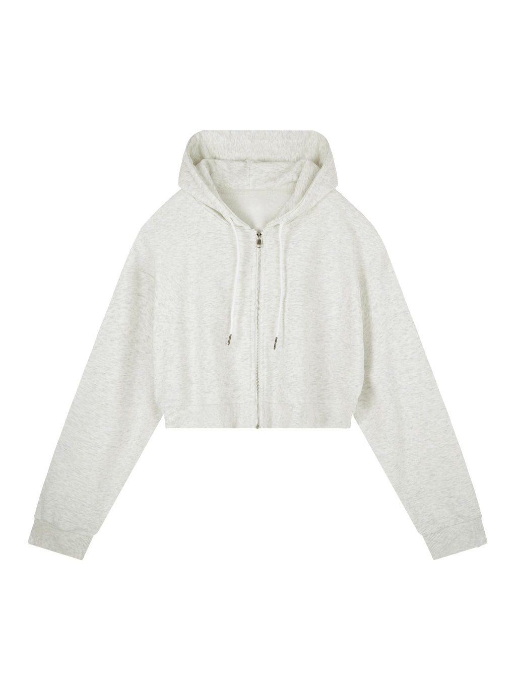 Front view of the blank Essential Cropped Zip-Up Hoodie; your artwork is added for your order