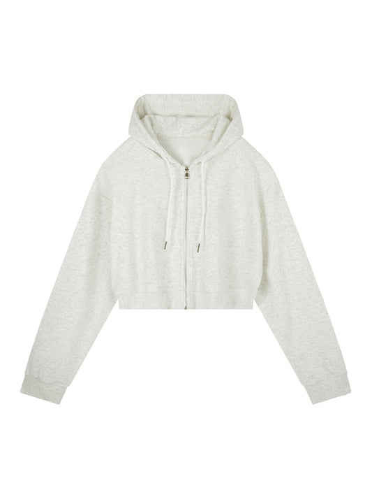 Front view of the blank Essential Cropped Zip-Up Hoodie; your artwork is added for your order