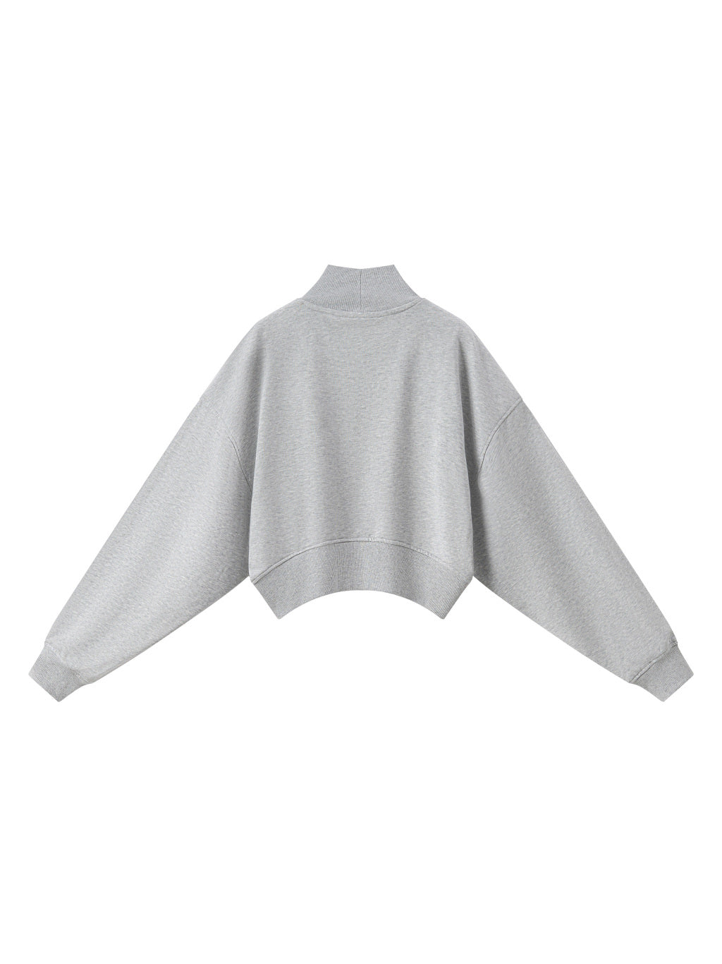Back view of the blank Women's Crop Mock Neck Sweatshirt; your artwork is added for your order