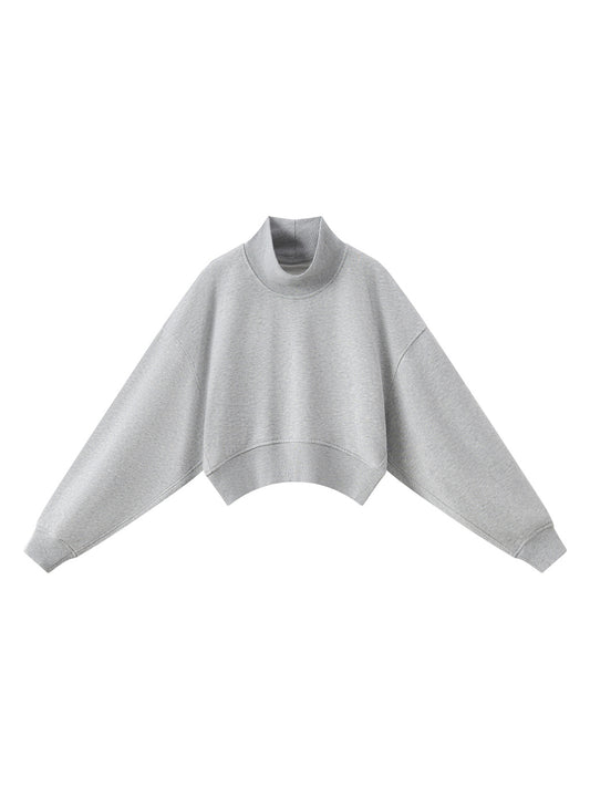 Front view of the blank Women's Crop Mock Neck Sweatshirt; your artwork is added for your order